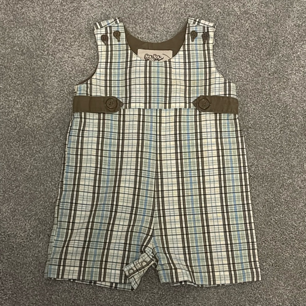 Coco Bon Bons - Boys Romper 6m plaid